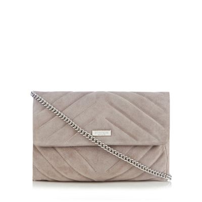 Grey suede quilted cross body bag
